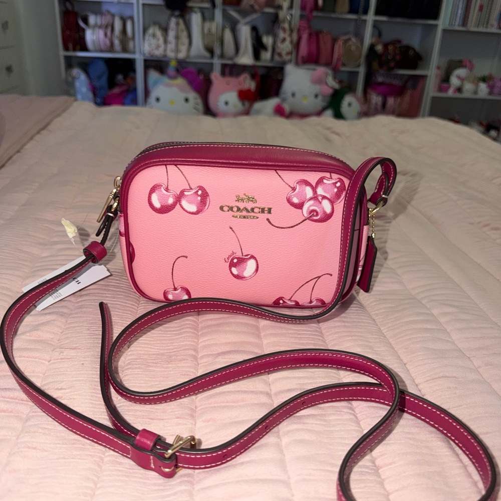 Coach Pink Cherry Print Crossbody Bag